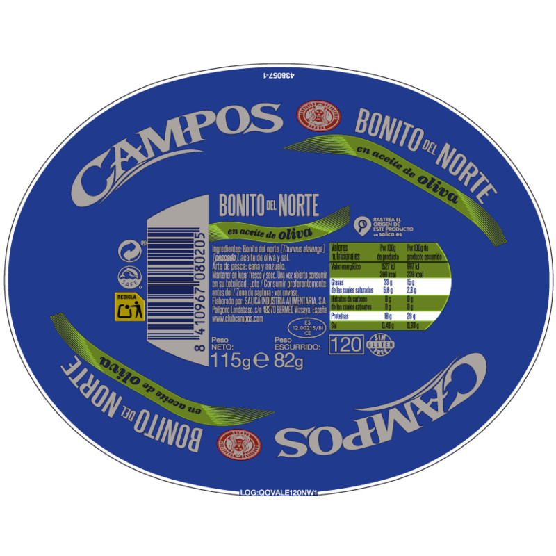 BONITO DEL NORTE EN ACEITE DE OLIVA OL-120 115g